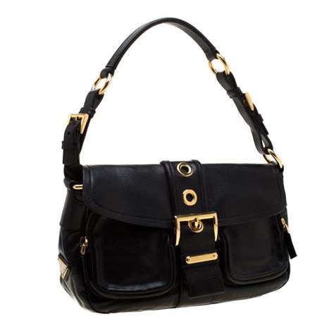 prada bag snake buckle black|Prada leather bag.